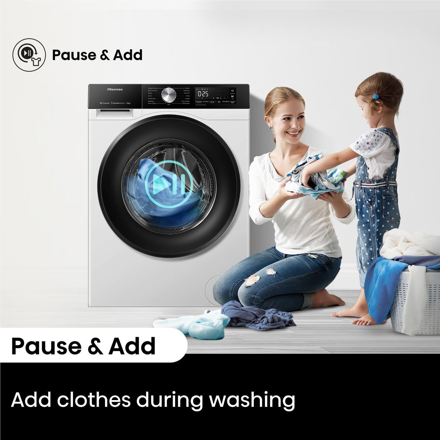 Hisense HWF3S7514X Series 3S 7.5kg Front Load Washing Machine (White)