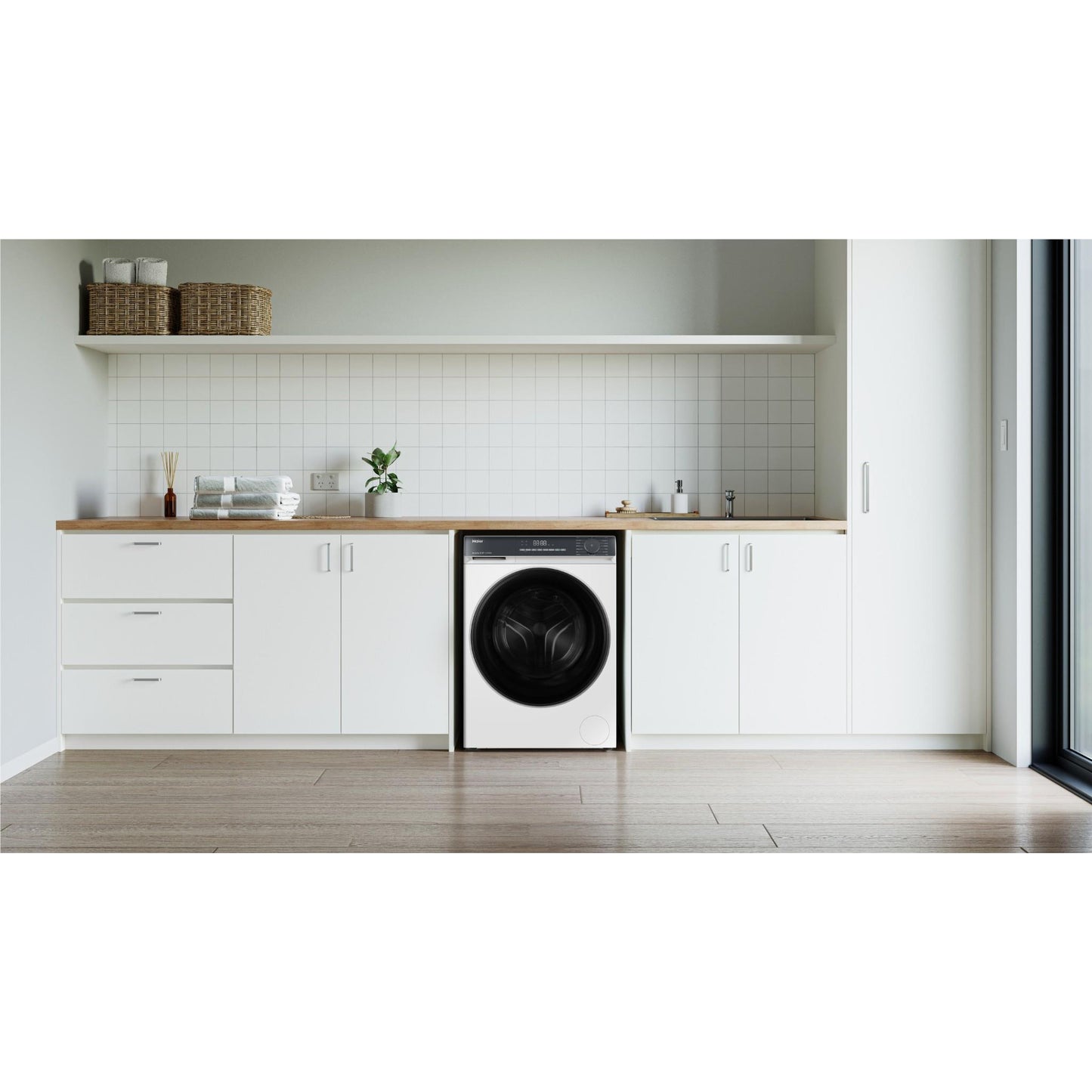Haier HWF85KW1 300 Series 8.5kg Front Load Washer (White)
