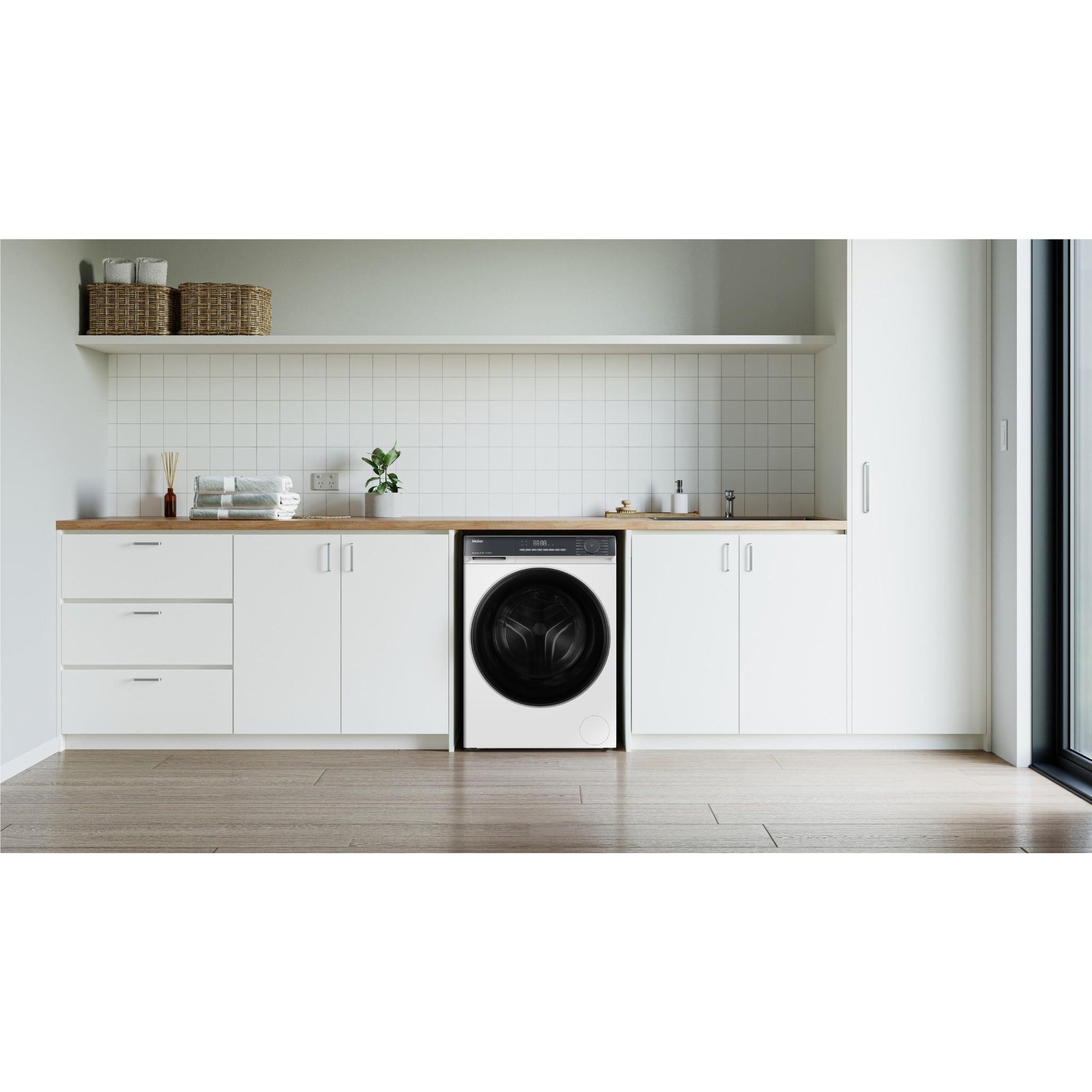 Haier HWF85KW1 300 Series 8.5kg Front Load Washer (White)