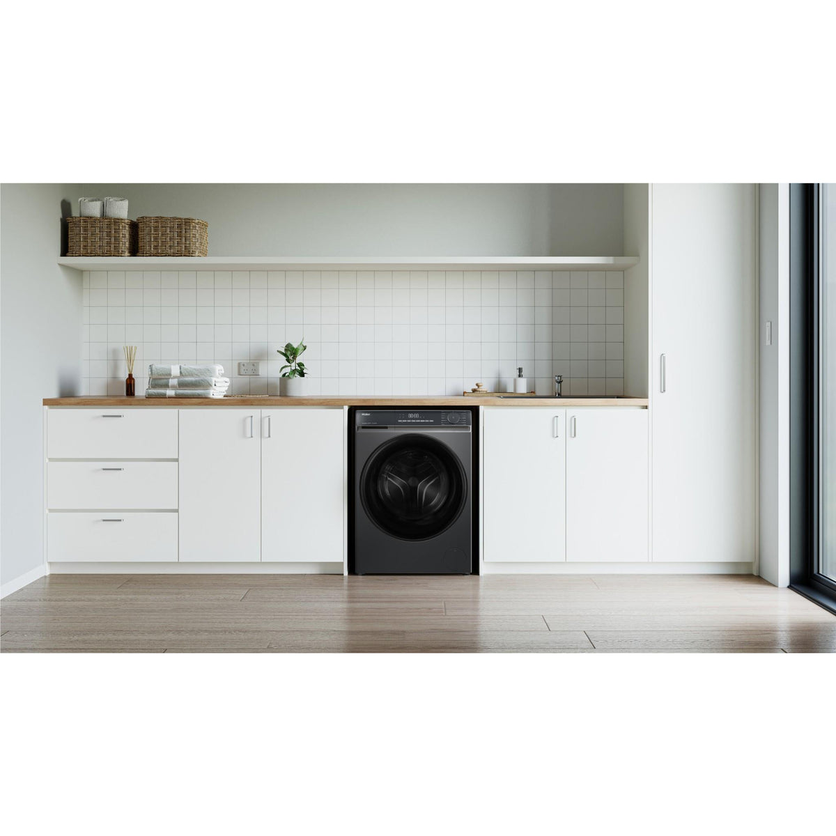 Haier HWF85KB1 300 Series 8.5kg Front Load Washer (Dark)