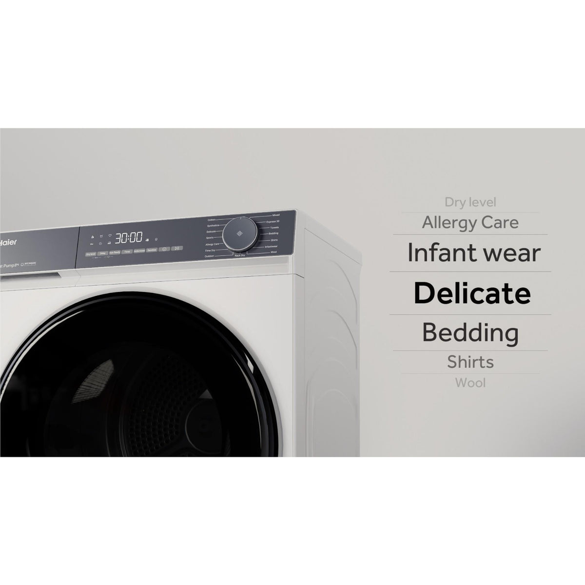 Haier HDHPS80KW1 300 Series 8kg Heat Pump Dryer (White)