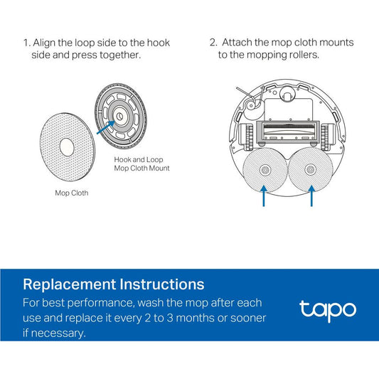 Tapo Robot Vacuum Washable Mop Cloth (6 Pcs) [Suits RV50 Series]