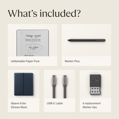 reMarkable Paper Pure with Marker Plus and Sleeve Folio Polymerweave (Ocean Blue)