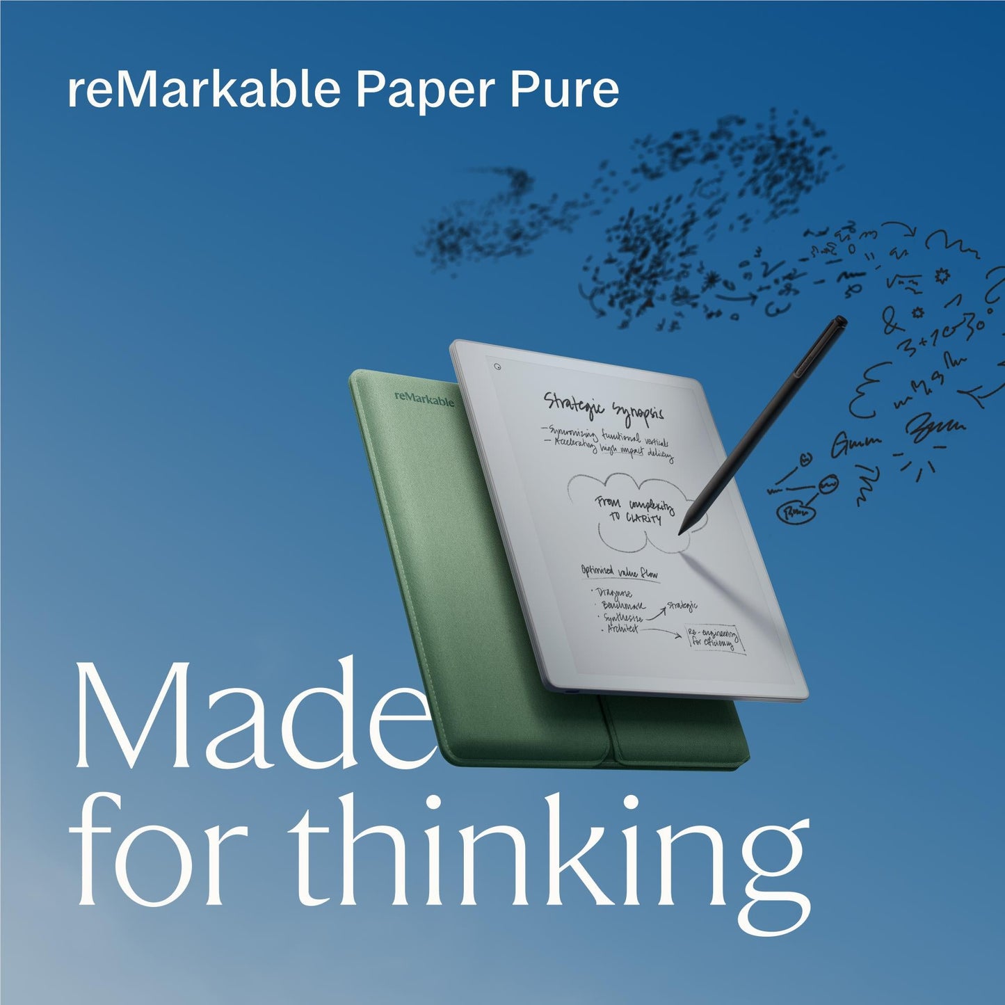 reMarkable Paper Pure with Marker Plus and Sleeve Folio Polymerweave (Mist Green)