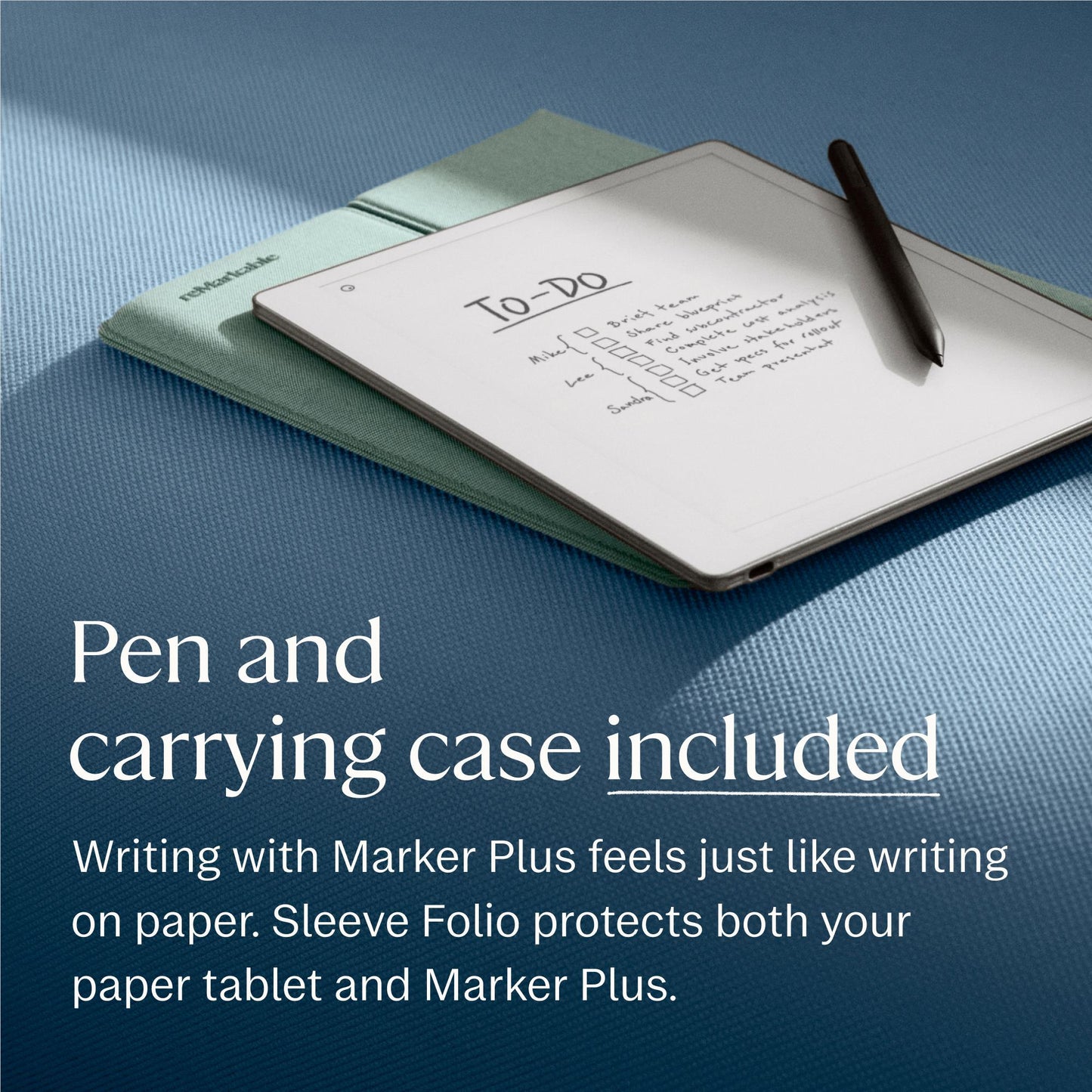 reMarkable Paper Pure with Marker Plus and Sleeve Folio Polymerweave (Mist Green)