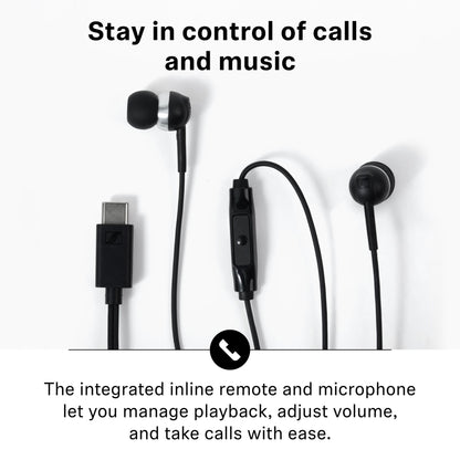 Sennheiser CX 80U Wired USB-C In-Ear Headphones (Black)