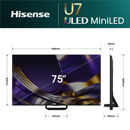 Hisense 75" U7SAU Mini LED Hi-QLED 4K Smart AI TV [2026]