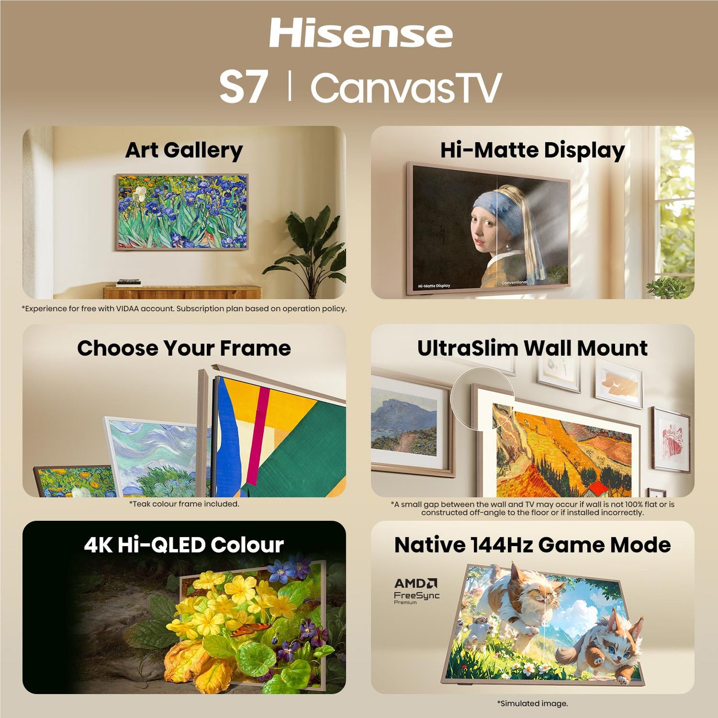 Hisense 55'' S7SAU 4K Hi-QLED CanvasTV [2026]