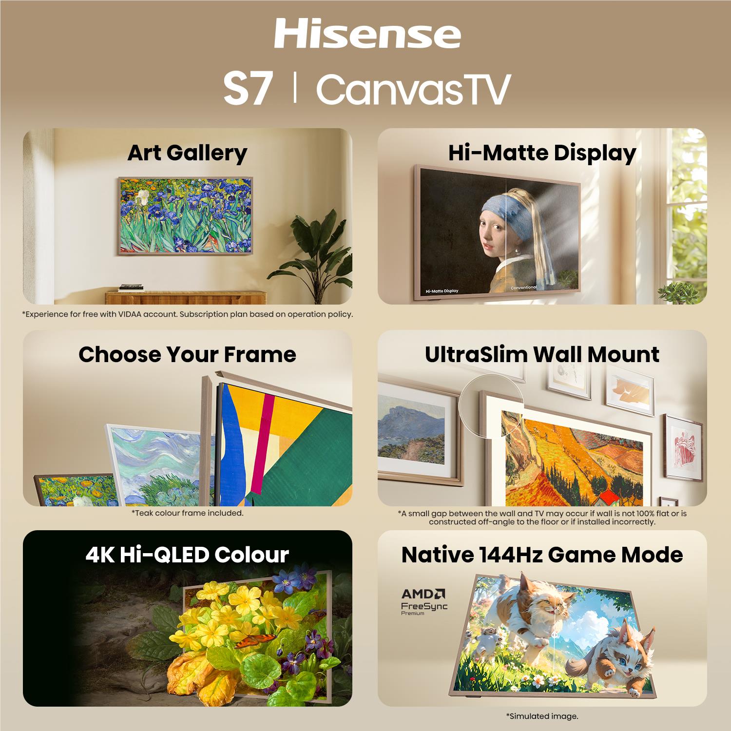 Hisense 55'' S7SAU 4K Hi-QLED CanvasTV [2026]