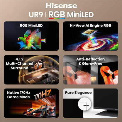 Hisense 65" UR9SAU ULED 4K UHD RGB Mini-LED Smart TV [2026]