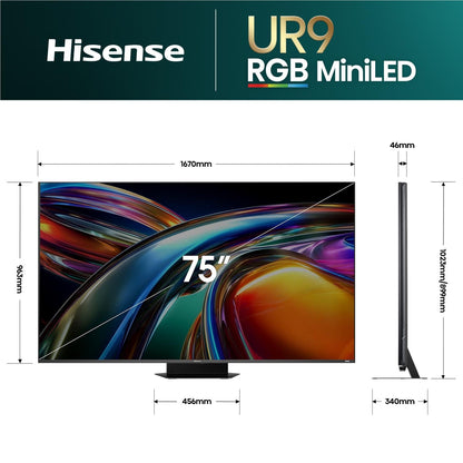 Hisense 75" UR9SAU ULED 4K UHD RGB Mini-LED Smart TV [2026]