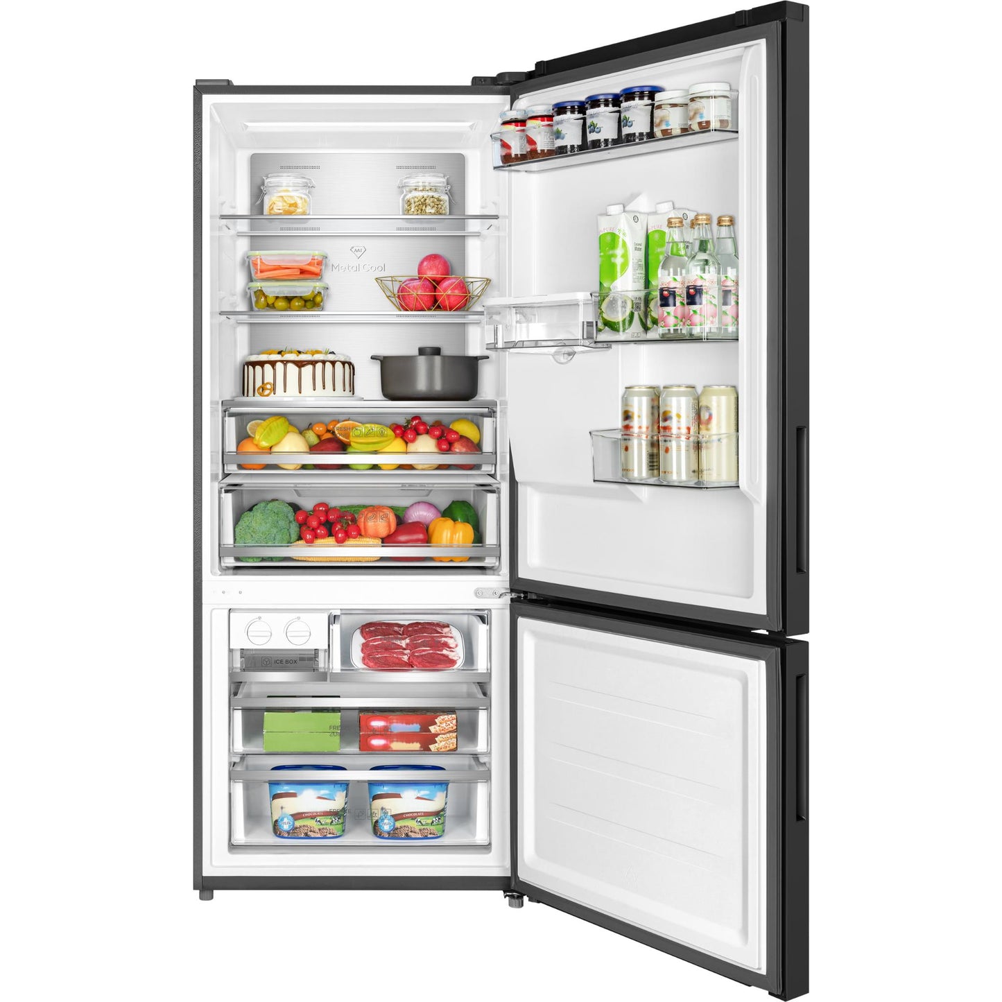 TCL TRF440BHB 412L Bottom Mount Fridge (Black)