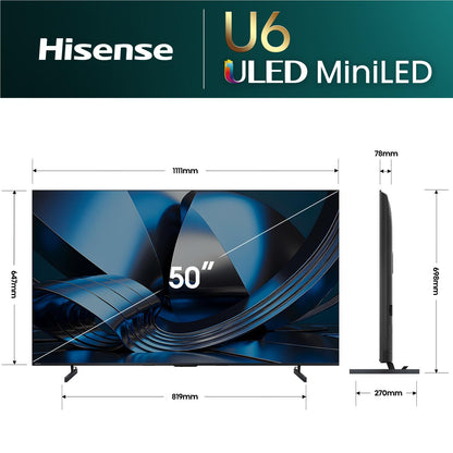 Hisense 50" U6SAU Mini-LED Hi-QLED 4K Smart AI TV [2026]