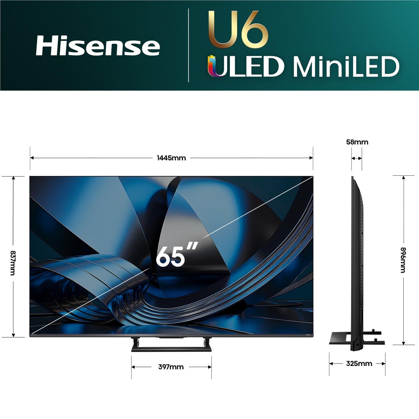 Hisense 65" U6SAU Mini-LED Hi-QLED 4K Smart AI TV [2026]