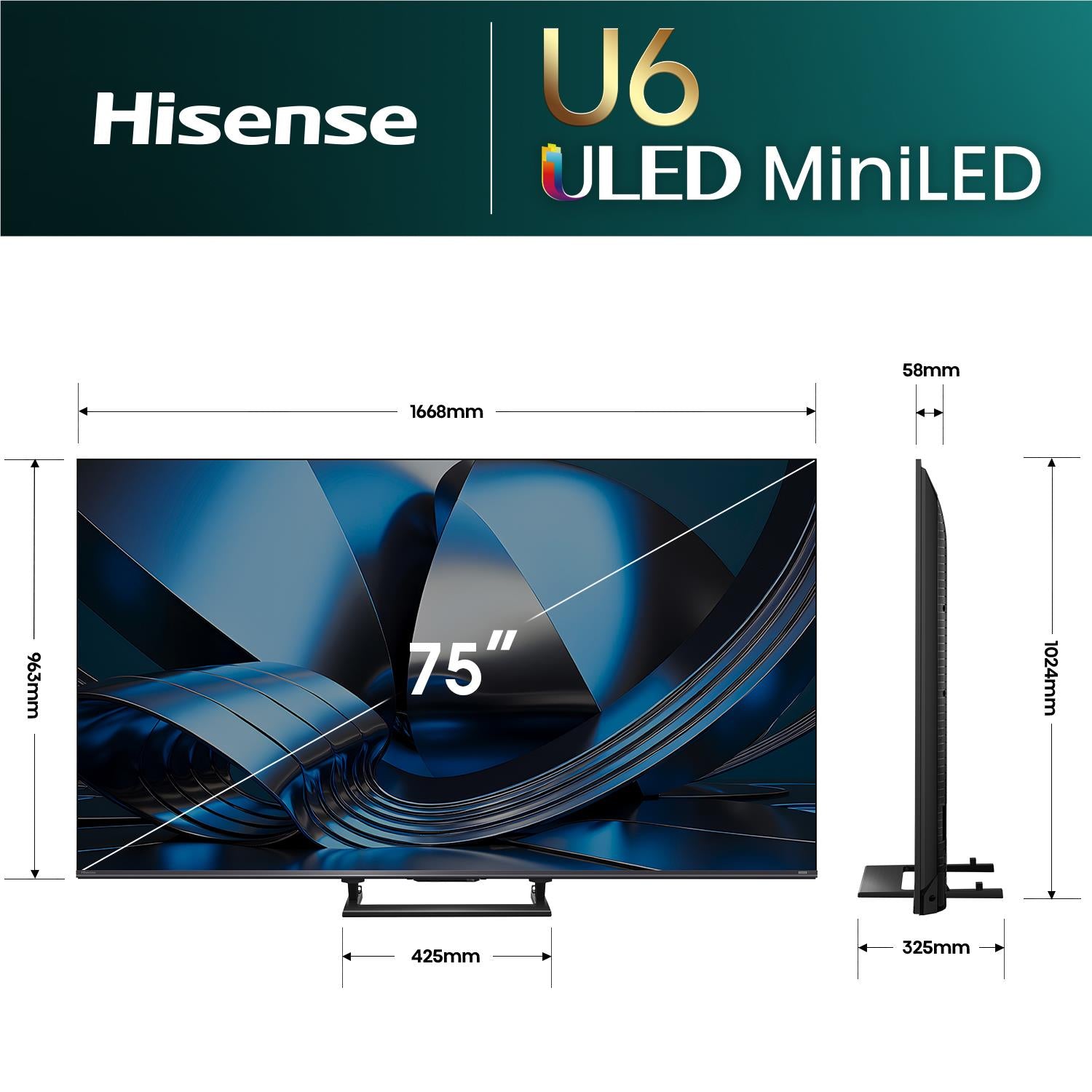 Hisense 75" U6SAU Mini-LED Hi-QLED 4K Smart AI TV [2026]