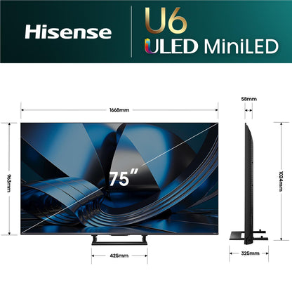 Hisense 75" U6SAU Mini-LED Hi-QLED 4K Smart AI TV [2026]