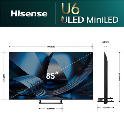 Hisense 85" U6SAU Mini-LED Hi-QLED 4K Smart AI TV [2026]