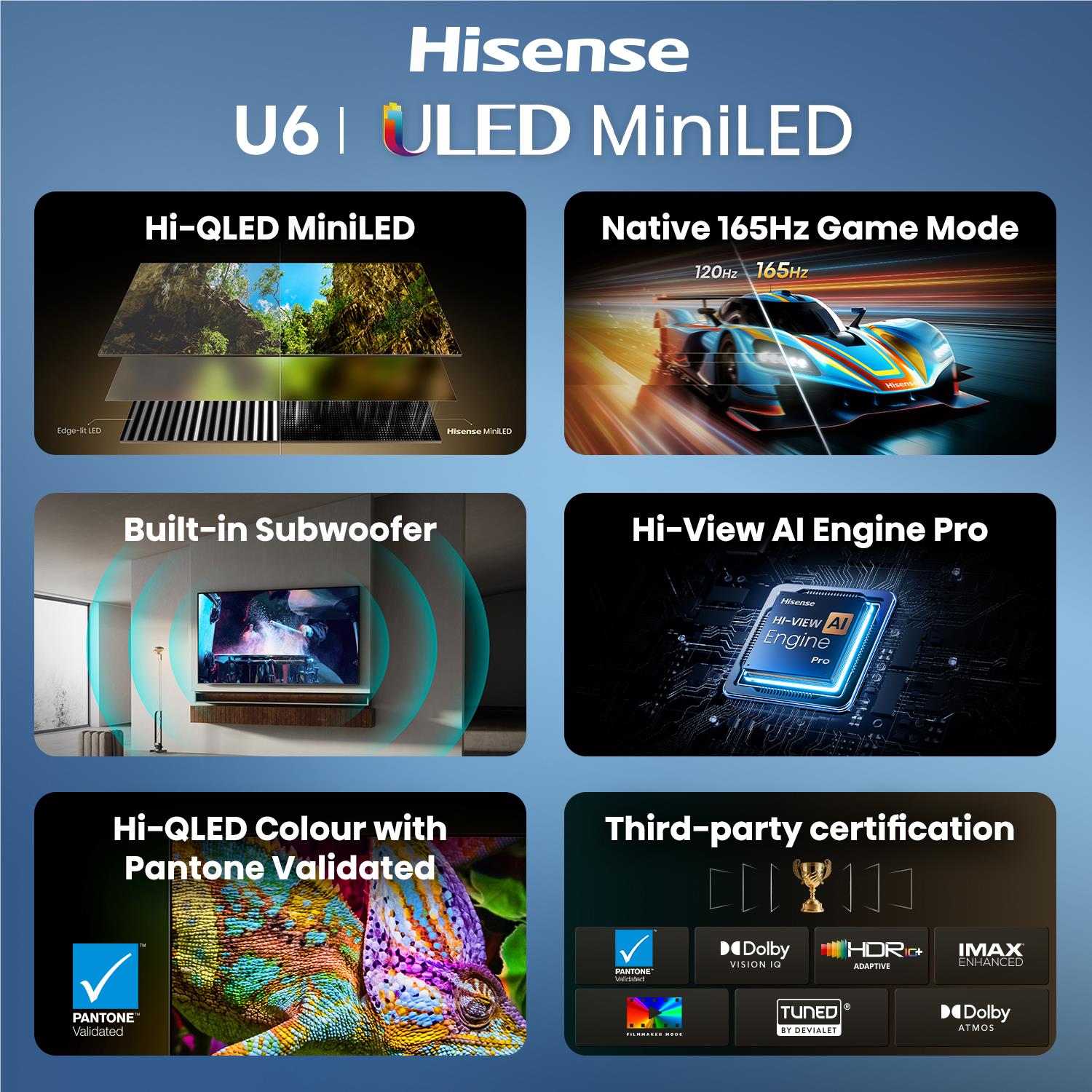 Hisense 100" U6SAU Mini-LED Hi-QLED 4K Smart AI TV [2026]