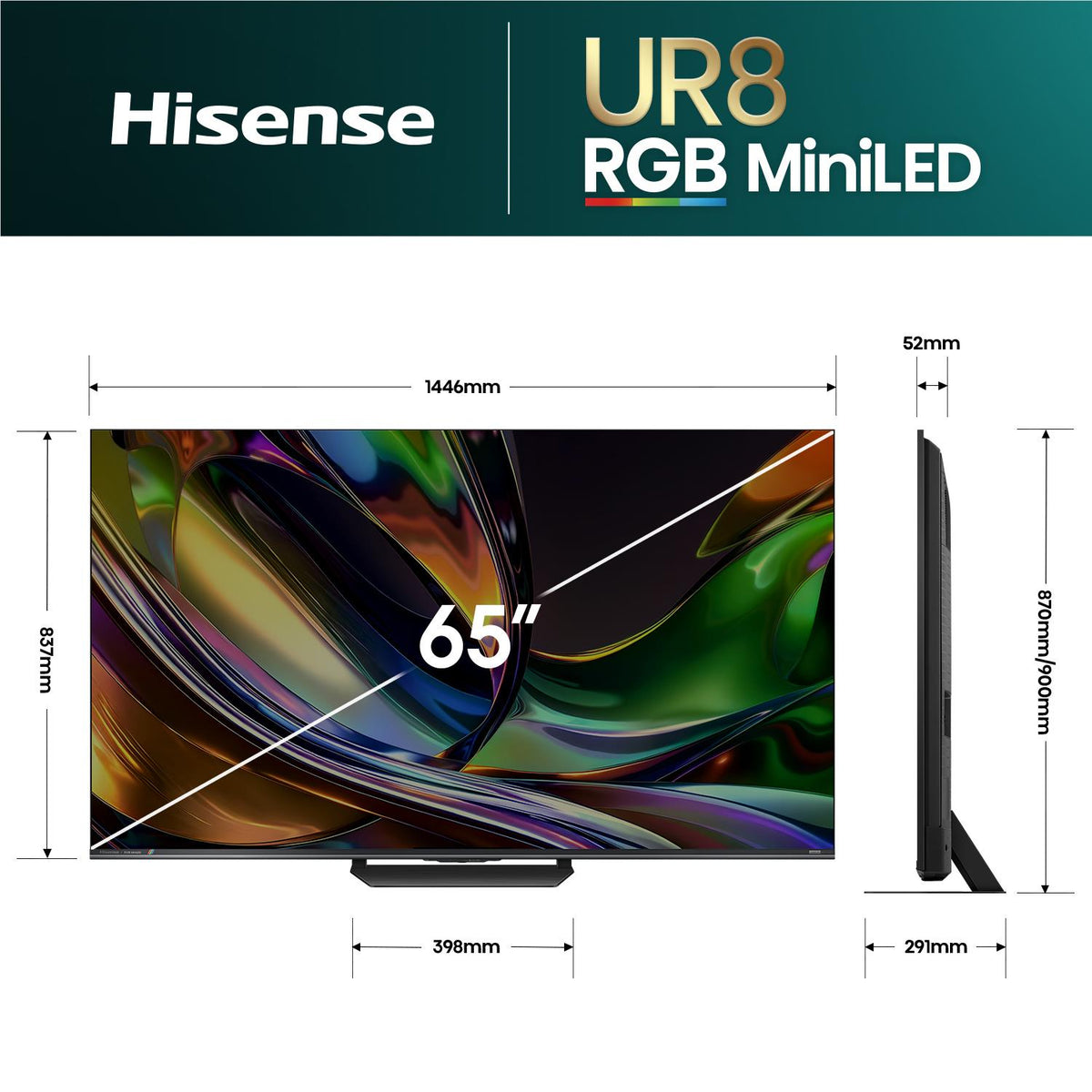 Hisense 65" UR8SAU ULED 4K UHD RGB Mini-LED Smart TV [2026]