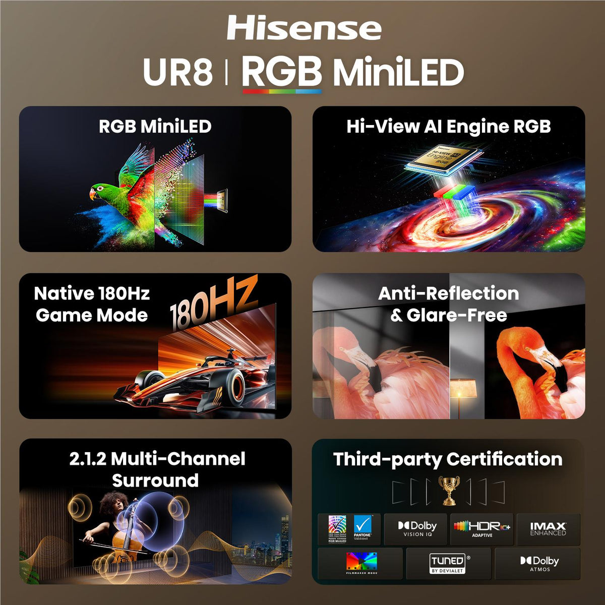Hisense 65" UR8SAU ULED 4K UHD RGB Mini-LED Smart TV [2026]