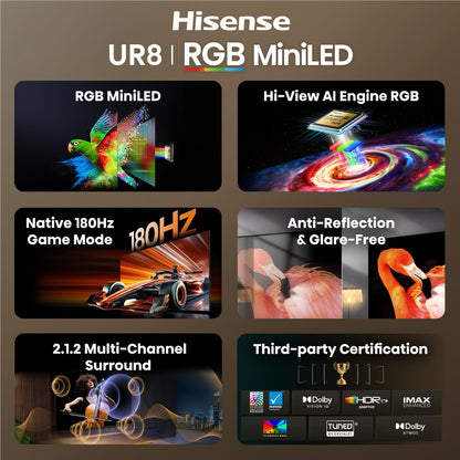 Hisense 65" UR8SAU ULED 4K UHD RGB Mini-LED Smart TV [2026]