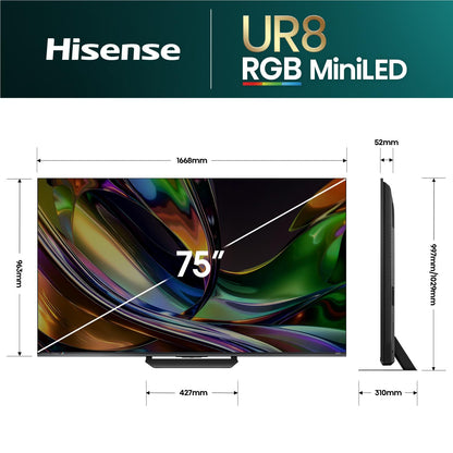 Hisense 75" UR8SAU ULED 4K UHD RGB Mini-LED Smart TV [2026]