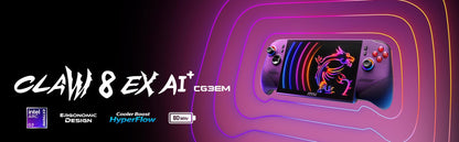 MSI Claw 8 EX AI+ 8" FHD+ Touchscreen 120Hz Gaming Handheld - Intel Arc G3 Extreme (1TB SSD)
