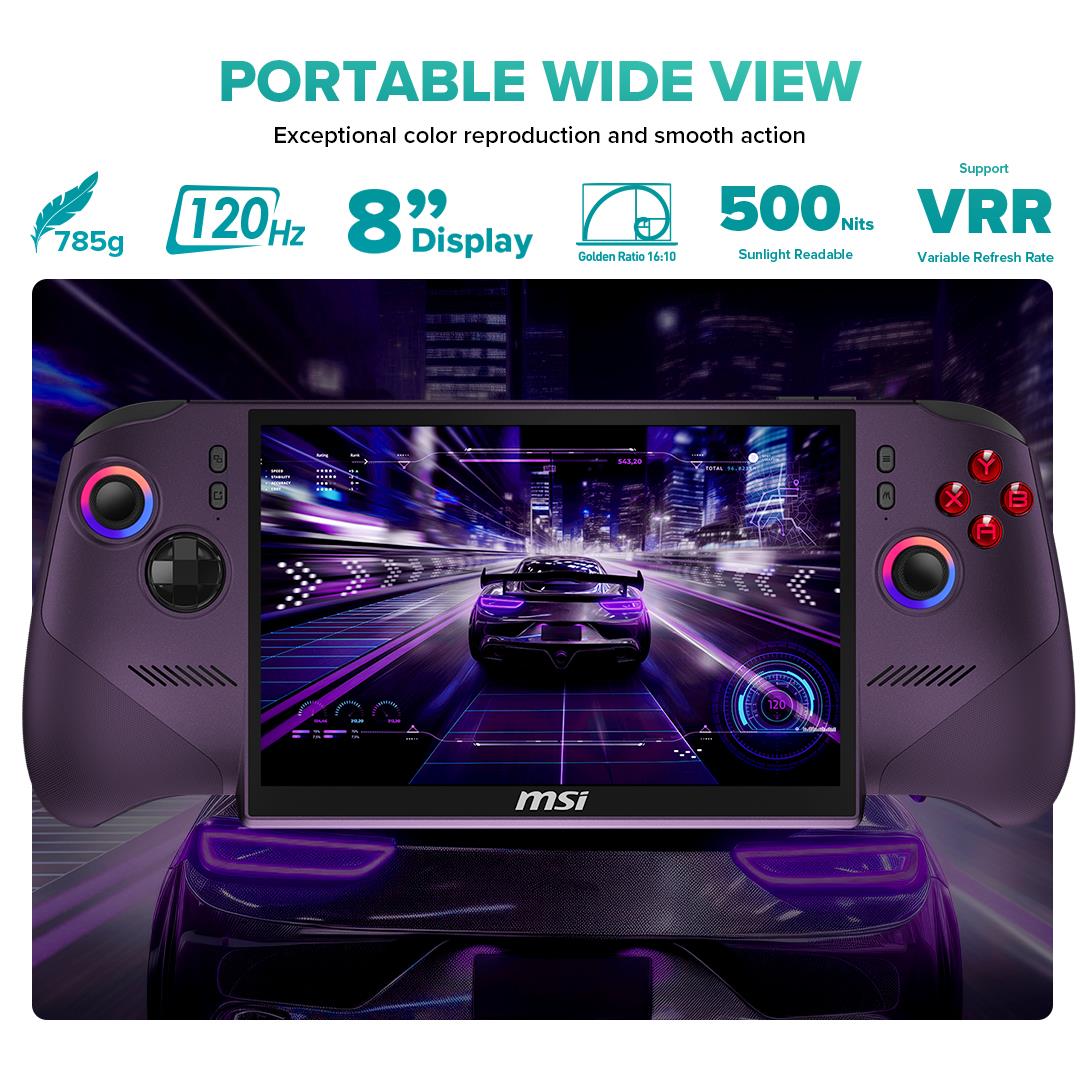 MSI Claw 8 EX AI+ 8" FHD+ Touchscreen 120Hz Gaming Handheld - Intel Arc G3 Extreme (1TB SSD)