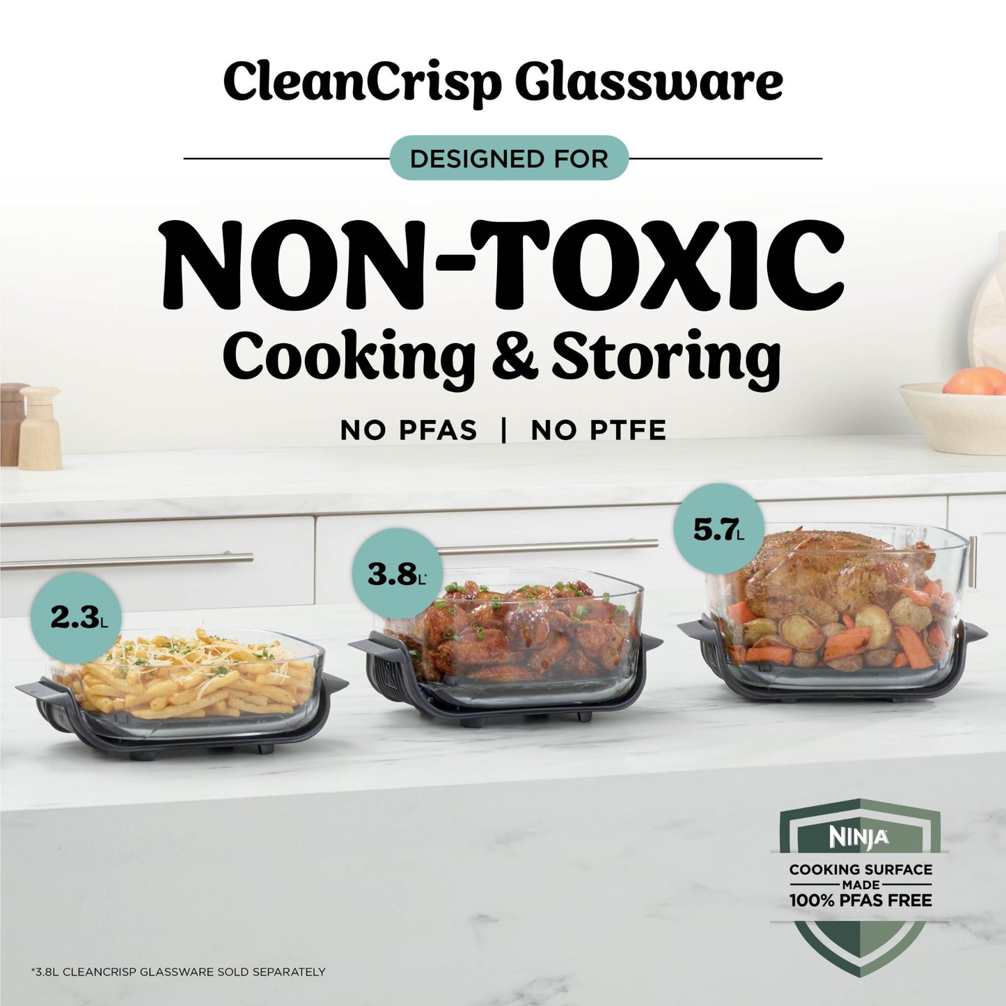 Ninja Crispi Pro 6-in-1 Countertop Glass Air Fryer (Cyberspace)