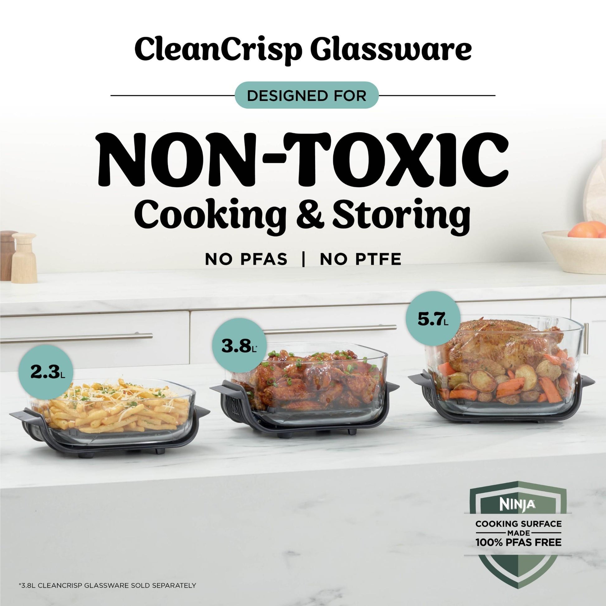 Ninja Crispi Pro 6-in-1 Countertop Glass Air Fryer (Cyberspace)