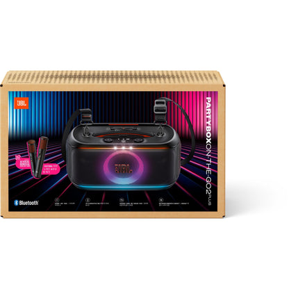 JBL PartyBox On The Go 2 Plus with EasySing AI Karaoke Mics (Black)