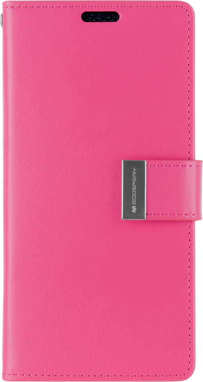 Goospery Rich Diary Case for iPhone 13 Pro Max - hotpink