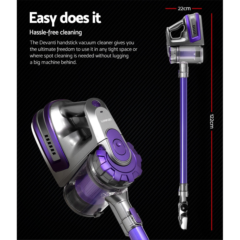 Devanti Stick Vacuum Cleaner Bagless Cordless 150W (Purple)