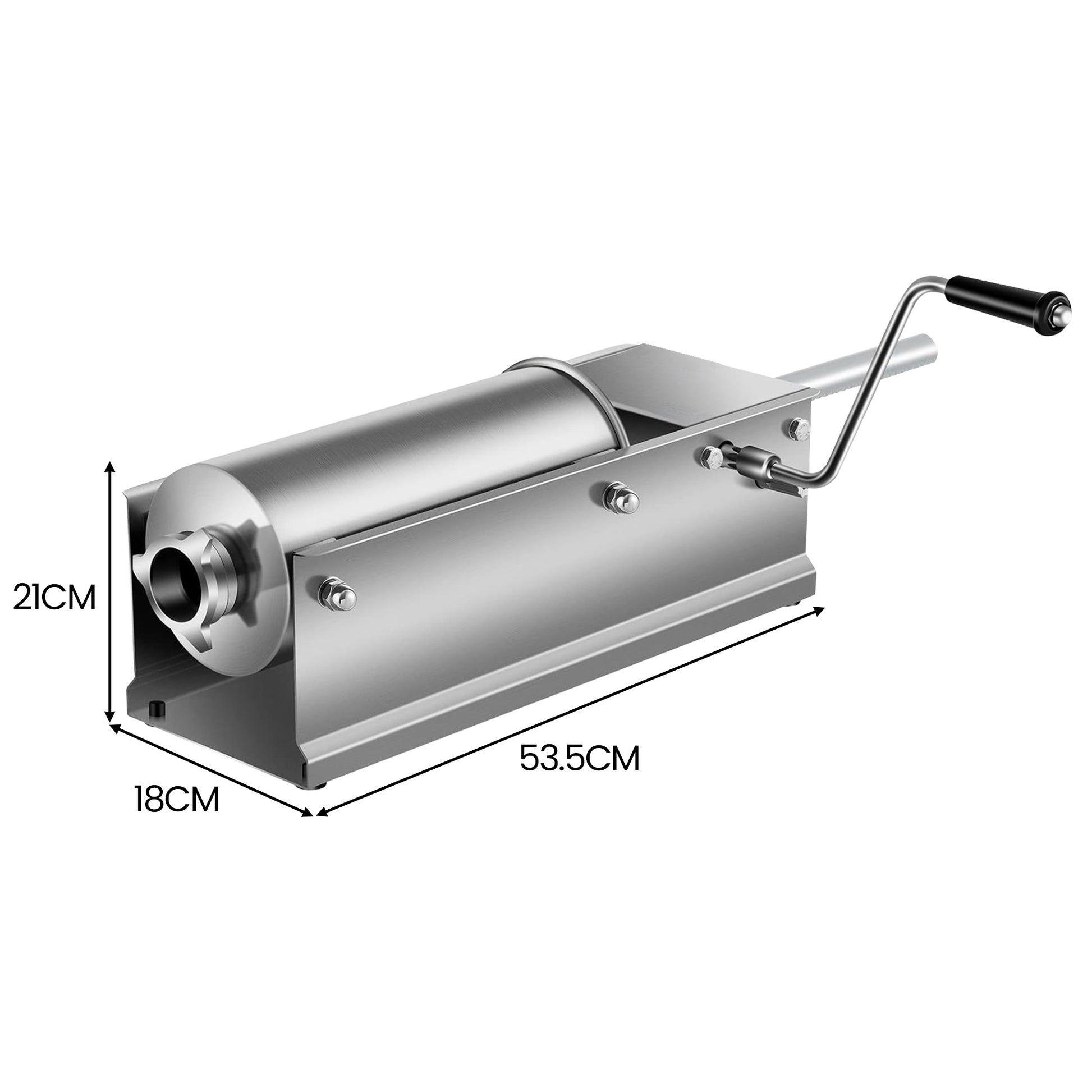 Pronti 5L Sausage Stuffer Stainless Steel with 4 Filling Tubes - Horizontal