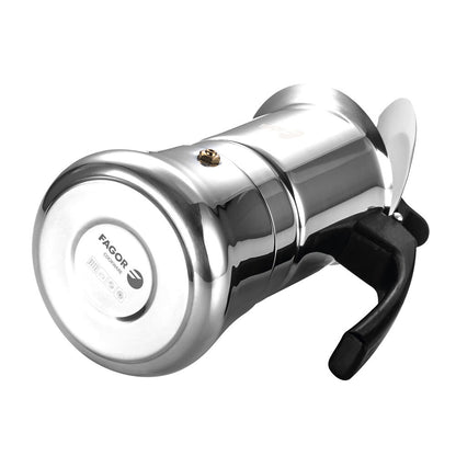 Fagor Etnica Stainless Steel 4 Cups Espresso Coffee Maker Moka Pot Silver