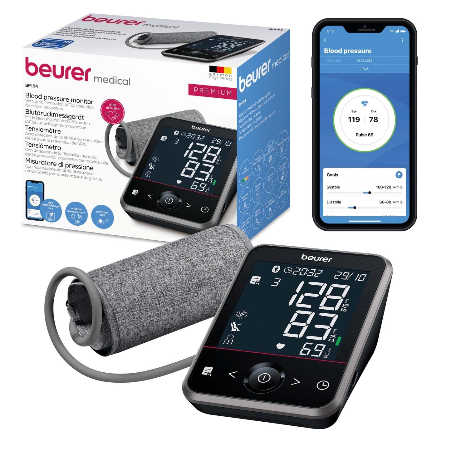 Beurer BM64 Bluetooth Upper Arm Blood Pressure Monitor