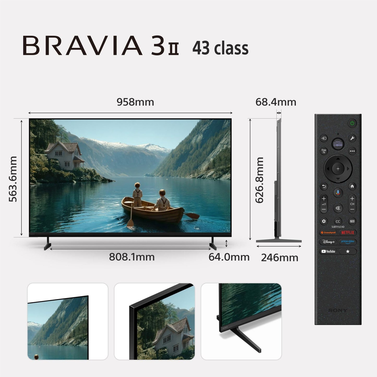 Sony 43" BRAVIA 3 II 4K LED AI Google TV [2026]