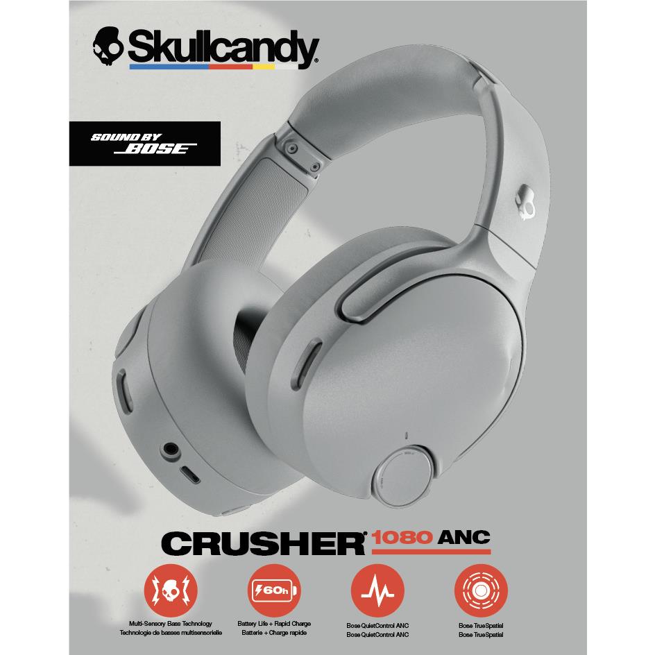 Skullcandy Crusher 1080 ANC Sound by Bose Over-Ear Headphones (Cement)