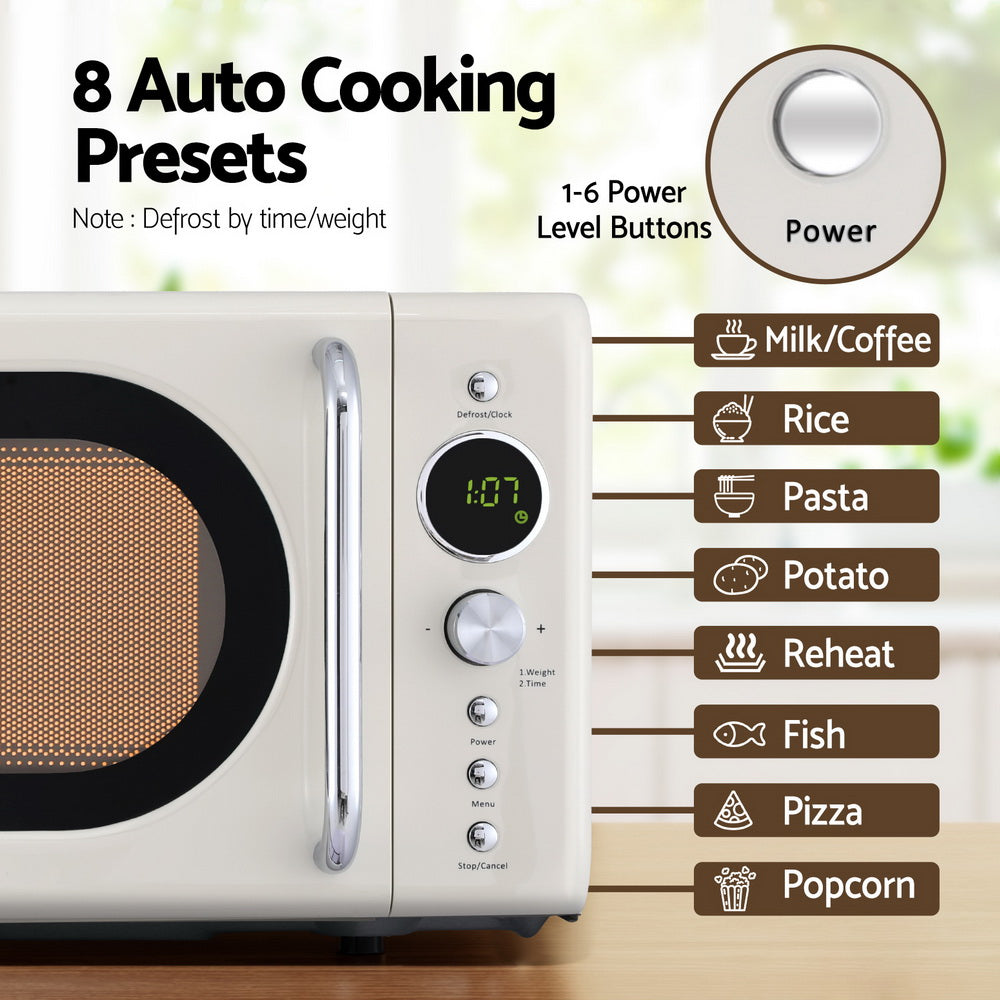 Devanti 20L Microwave Oven 700W (Cream)