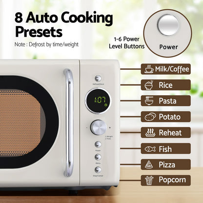Devanti 20L Microwave Oven 700W (Cream)