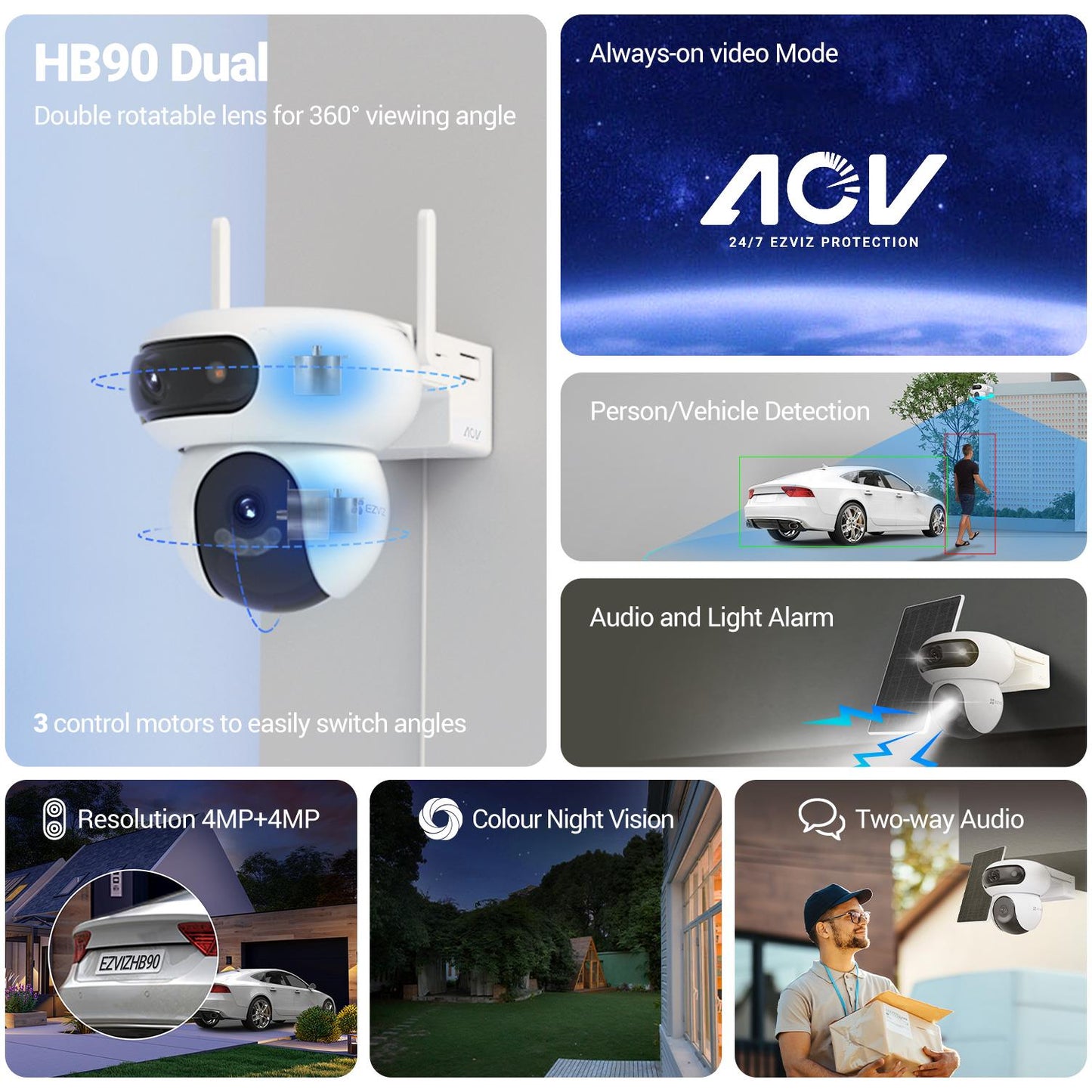 Ezviz 3K Security Camera with Solar Panel (2 Pack)