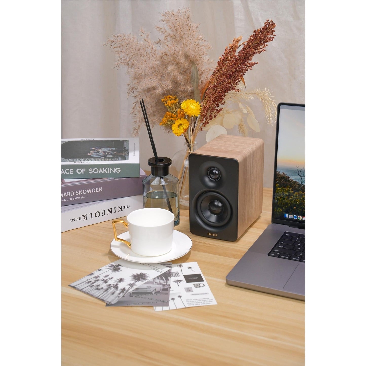 Edifier M60 Compact Powered Bluetooth Speakers  (Classic Oak)