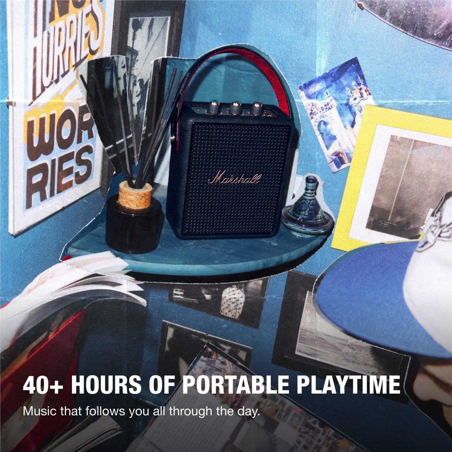 Marshall Stockwell III Portable Bluetooth Speaker (Black & Brass)