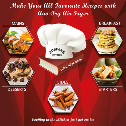 AUSPURE Air Fryer 5.5L Premium Digital, 100 Recipes, Nonstick Basket