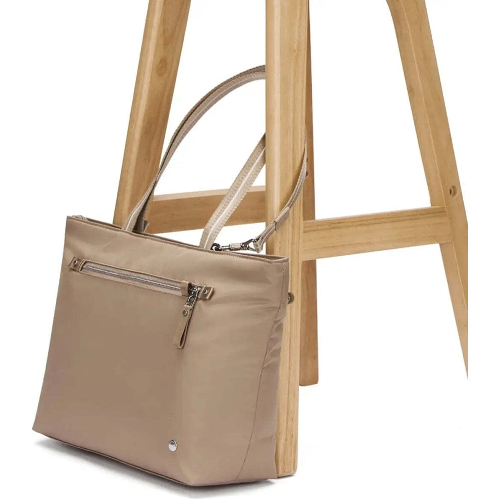 Pacsafe W Anti-Theft RFID Blocking Carryall 13" Laptop Tote Bag Taupe