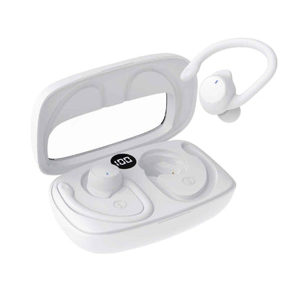 Laser Sport TWS Hook Earbuds with LED Display (White)