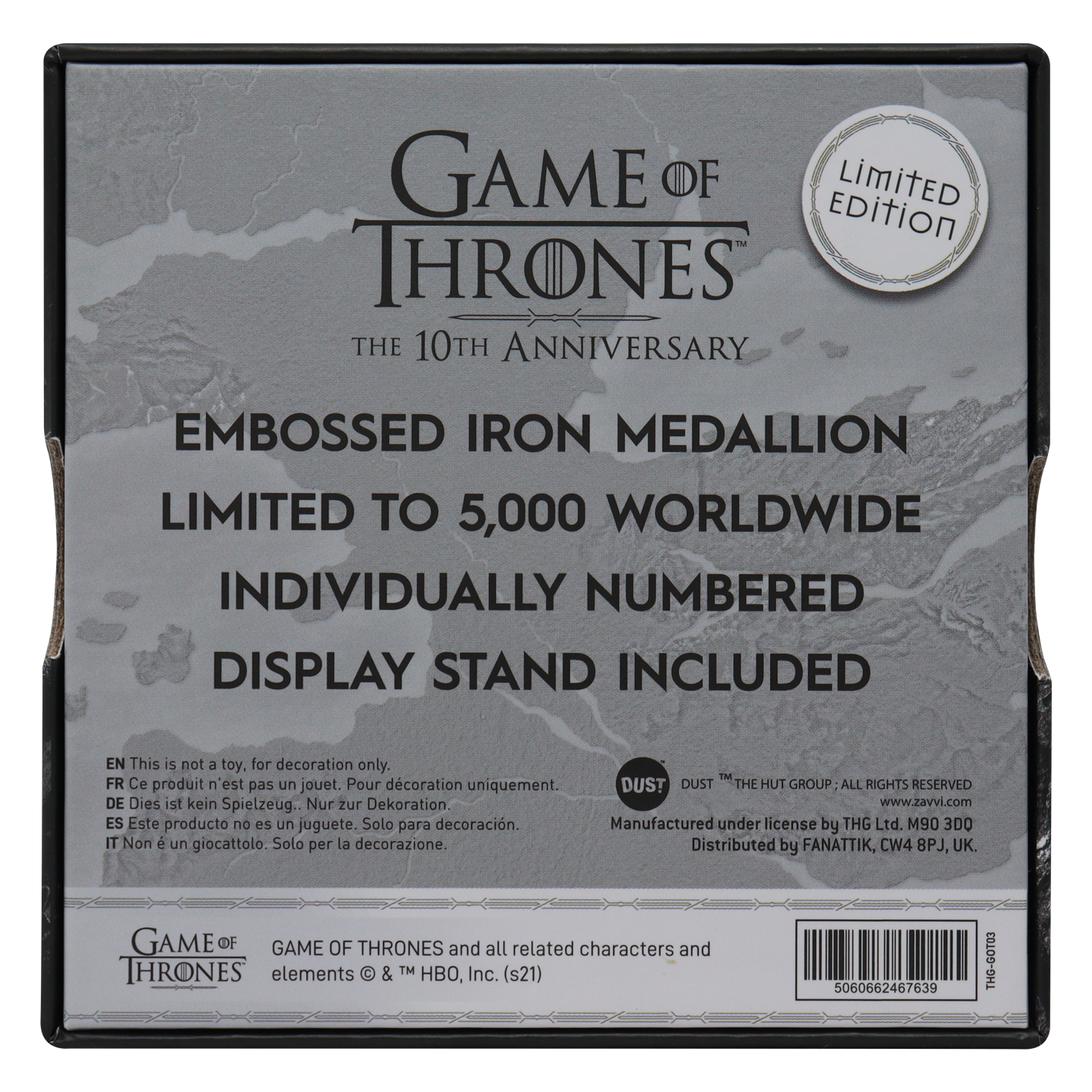 Fanattik Game of Thrones Limited Edition 10th Anniversary Medallion