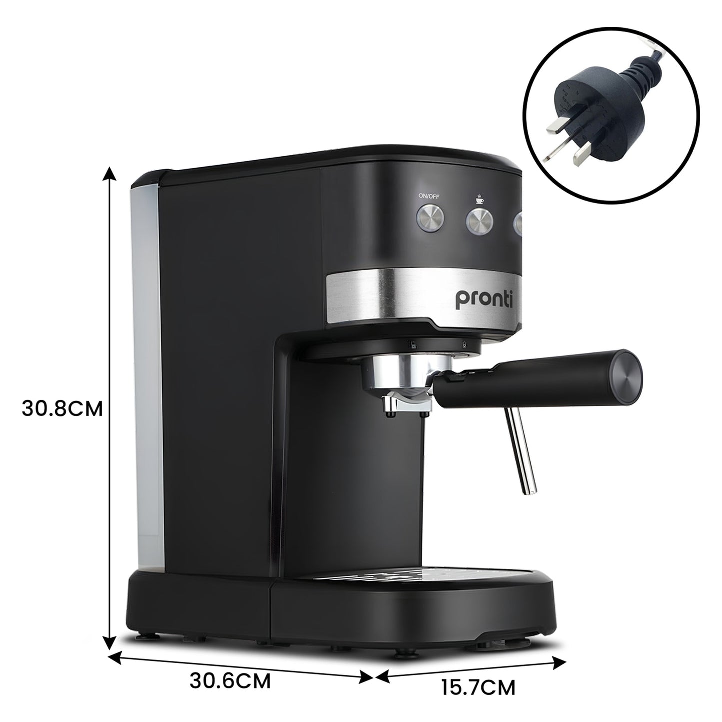 Pronti Breakfast Set with 1.25L Coffee Machine, Silver Noir Toaster & Kettle