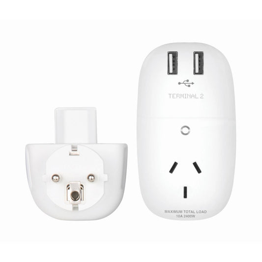 Terminal 2 Dual USB Travel Adaptor (Europe)
