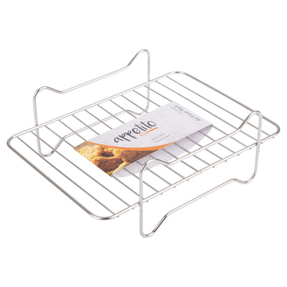 Appetito Stainless Steel Rectangle Dual Level Cooking Air Fryer Rack 22x16cm (Silver)